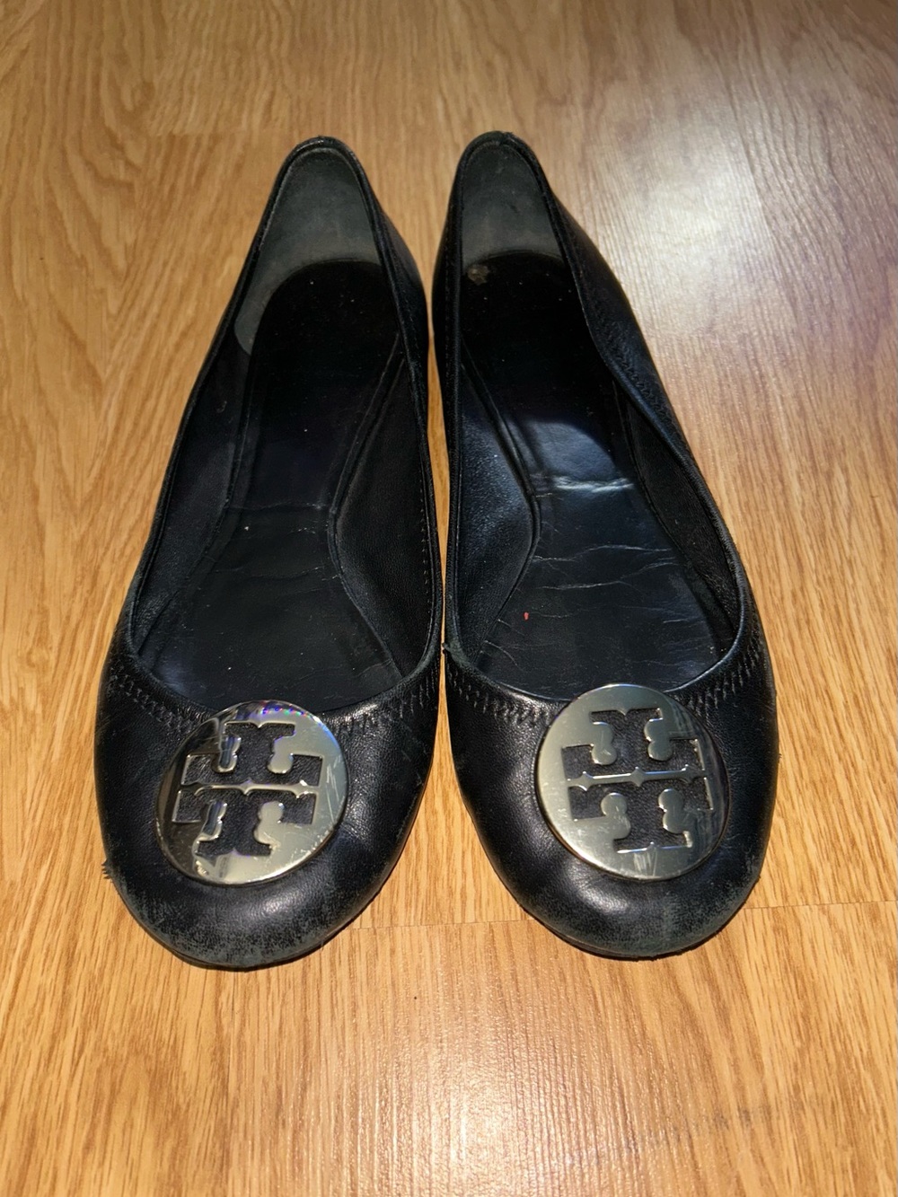 Tory Burch Black Leather Ballet Flats